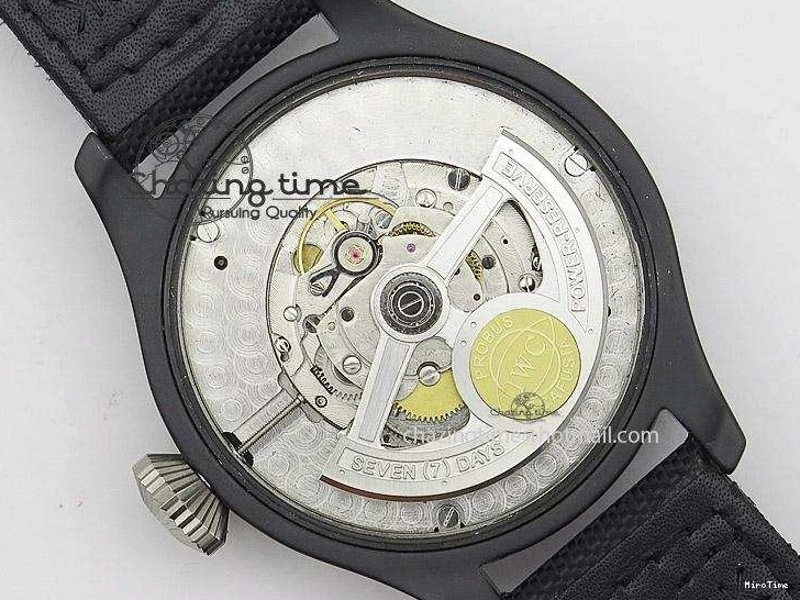 MIROTIME 0820 Durable Big Pilot 5019 Ceramic Case Black Dial Green Markers Asian 23J 7396